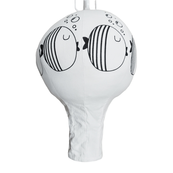 LIL PYAR BLACK FISH W/BUBBLES HOT AIR BALLOON MOBILE - Picture 3 of 6